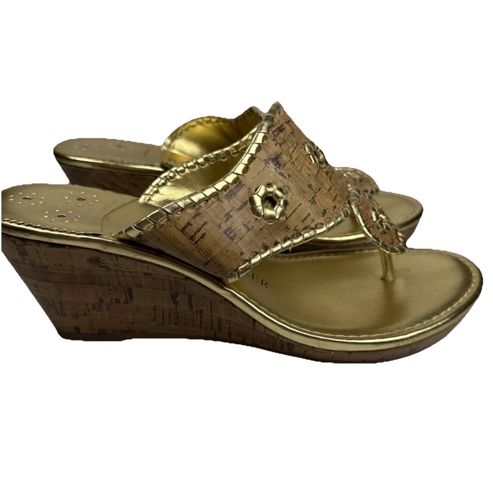 Jeffrey Tyler AugustaGold Metallic High Cork Wedge Sandal Women's 8.5